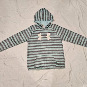 Under Armour Youth Aqua and Gray Striped Hoodie